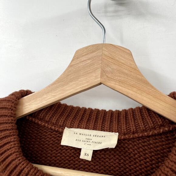 Sezane Chocolate brown Titouan Chunky Knit Cardigan - Picture 3 of 5